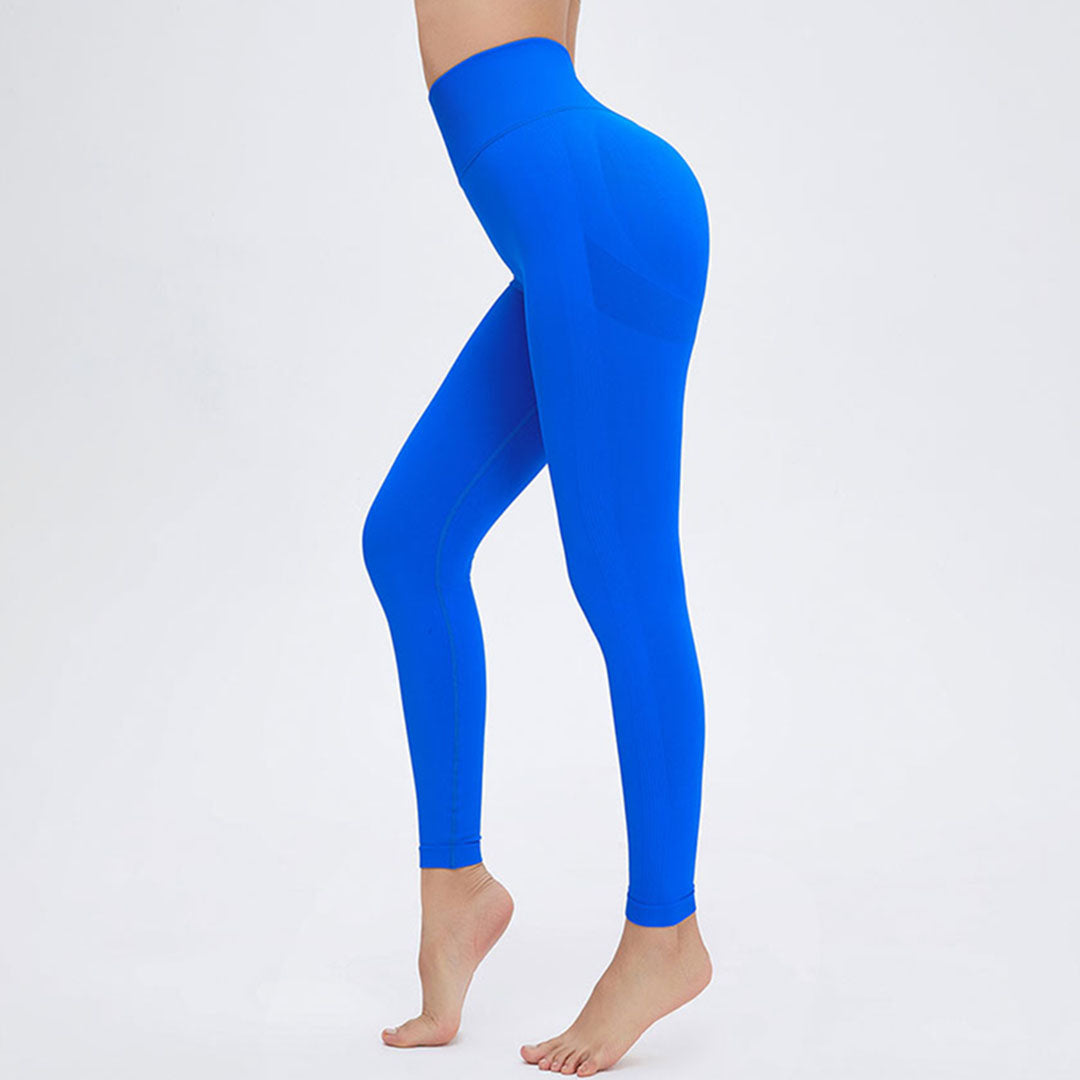 Leggings de yoga de sport taille haute de couleur unie