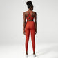 Back crossover solid sports bra + pants two-piece set