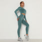 Seamless pleated yoga suit two-piece