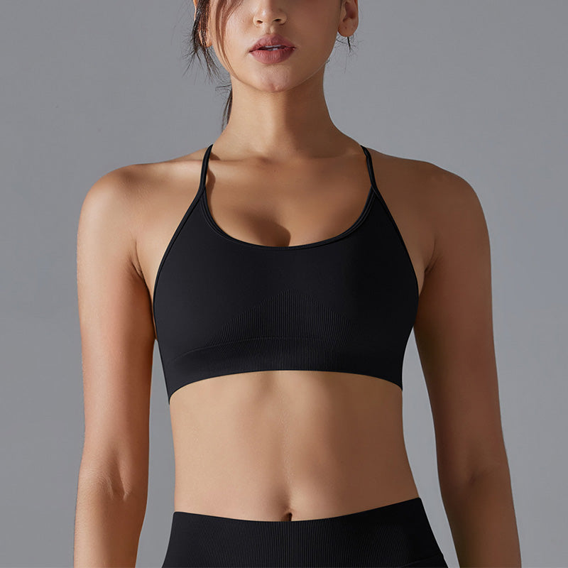 Seamless Cross-back Thin Straps Yoga Bra