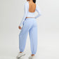 long sleeved Backless top And Elastic Leg Sweatpants 2-piece Set