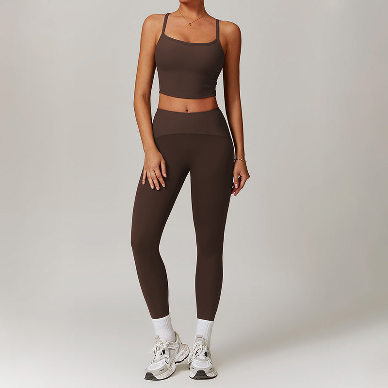 Fitness Thin straps Top & High-waisted Leggings 2-pieces Set