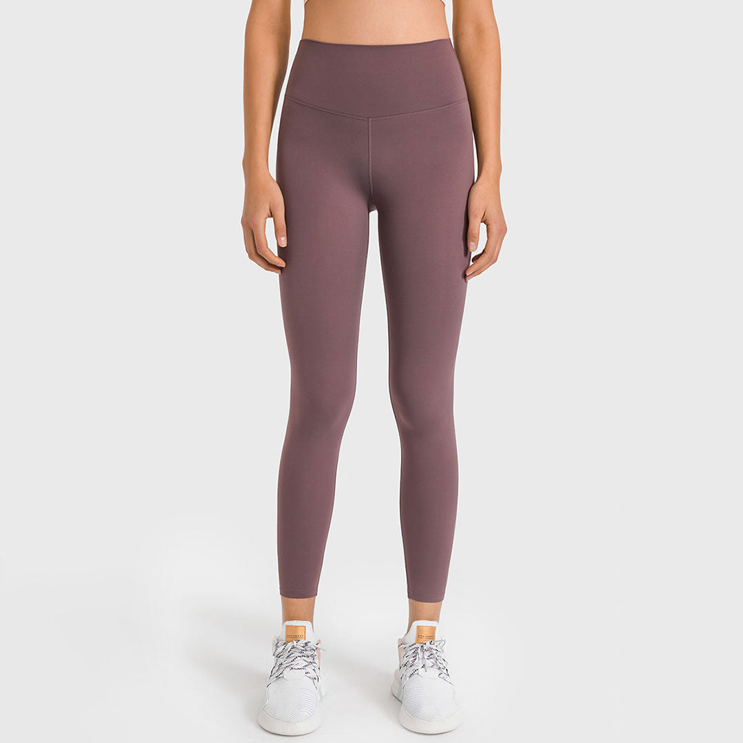 Solid color brushing stretch yoga legging