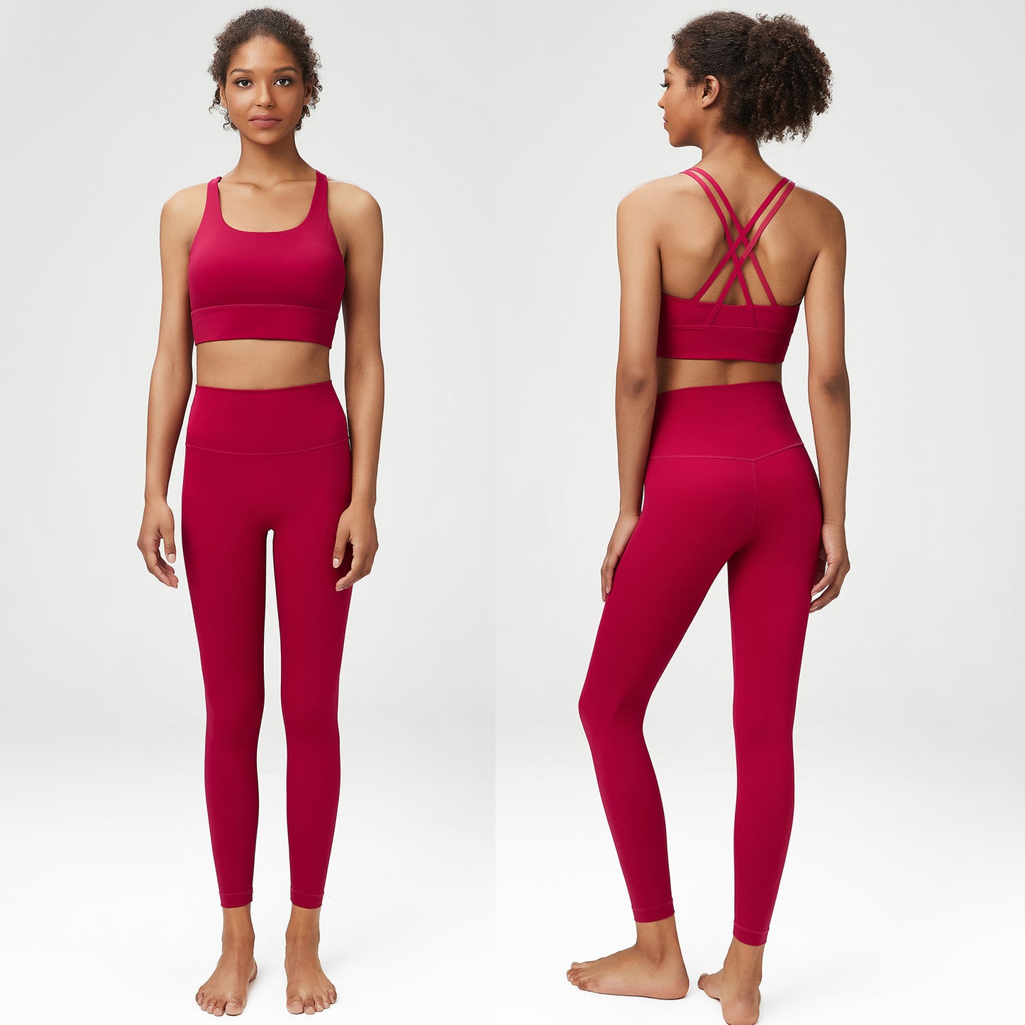 Ensemble deux pièces soutien-gorge de sport croisé dos + legging