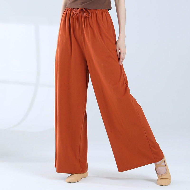 Solid loose lace-up casual pants