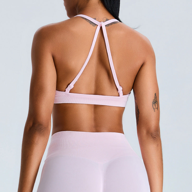 Seamless Thin Straps Cross Back Sports Bra