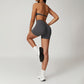 Gathered halterneck bra & yoga shorts sports sets