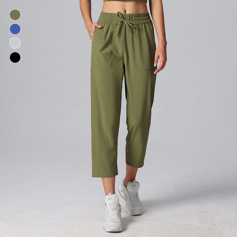 Loose casual drawstring straight pants