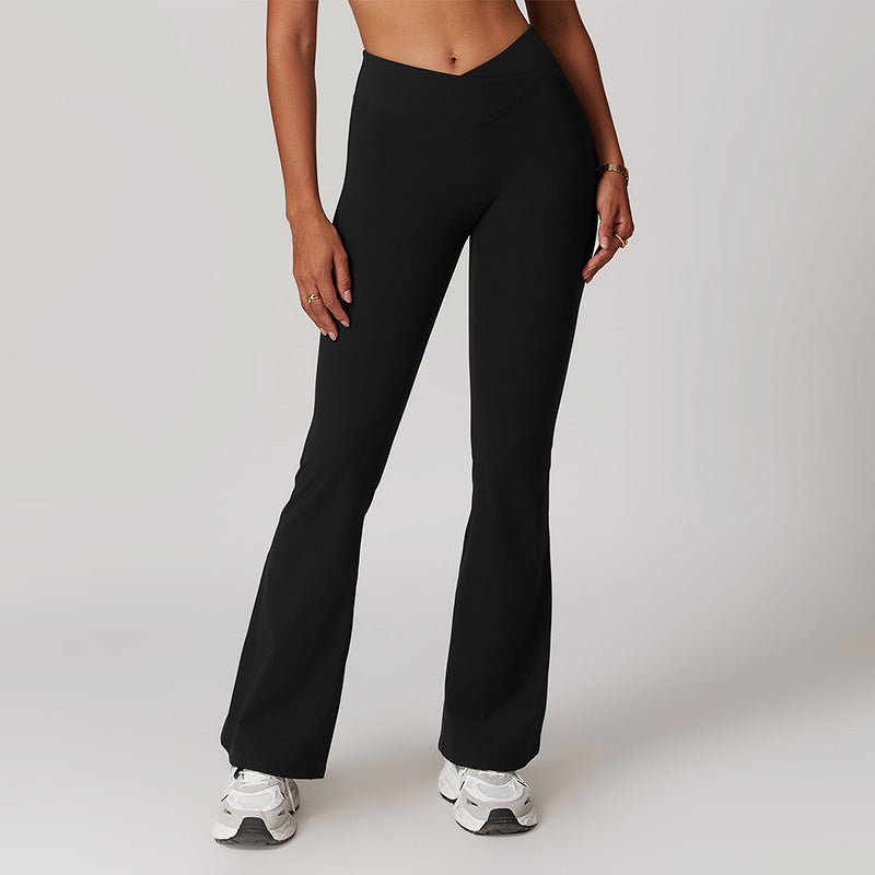 Brushed Cross High Waist Fitness Wide Leg Pants