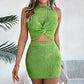 Spring and summer casual knotted hip skirt knitted suit