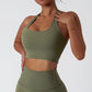 Solid color halterneck sports bra