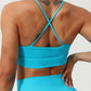 Slim strap cross-cutout gathered sports bras