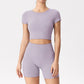 Seamless Quick Dry Yoga Crop Top + Shorts 2-Piece Set