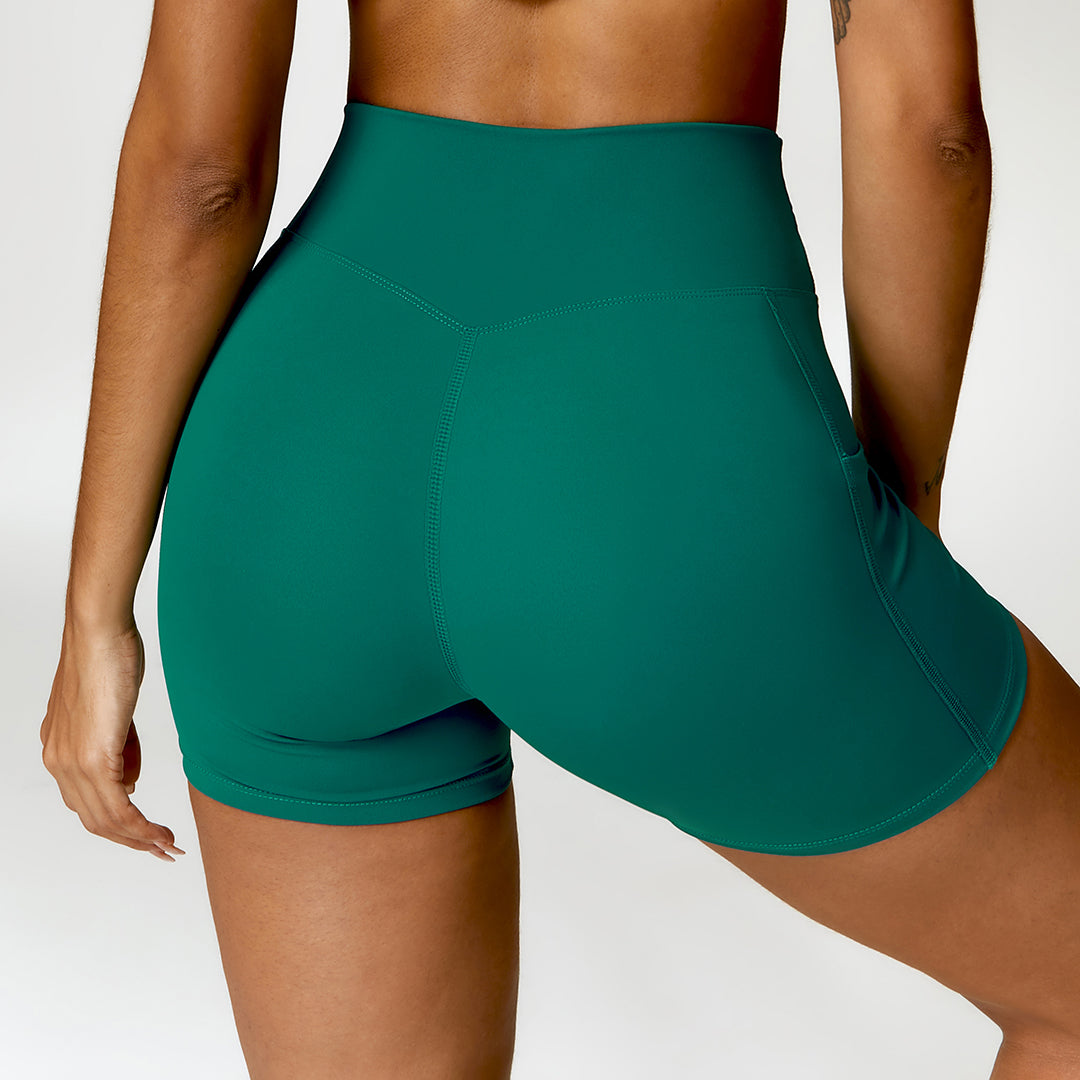 Casual sports nude tight yoga pocket shorts