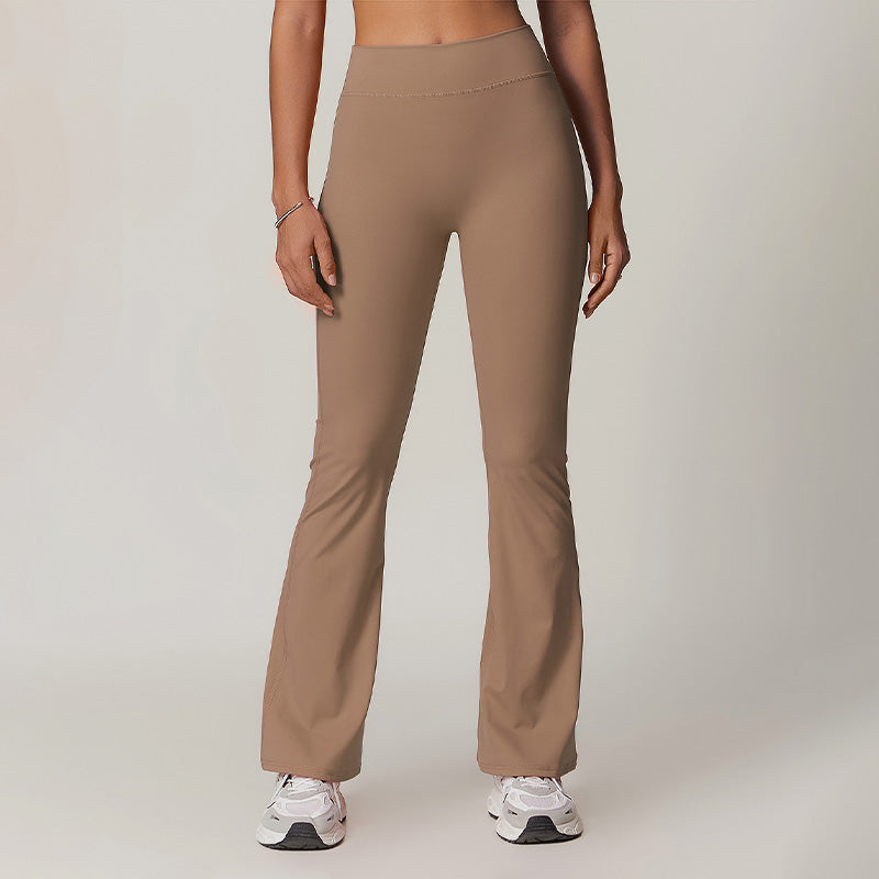 Nude skinny flared leg pants with cargo pockets