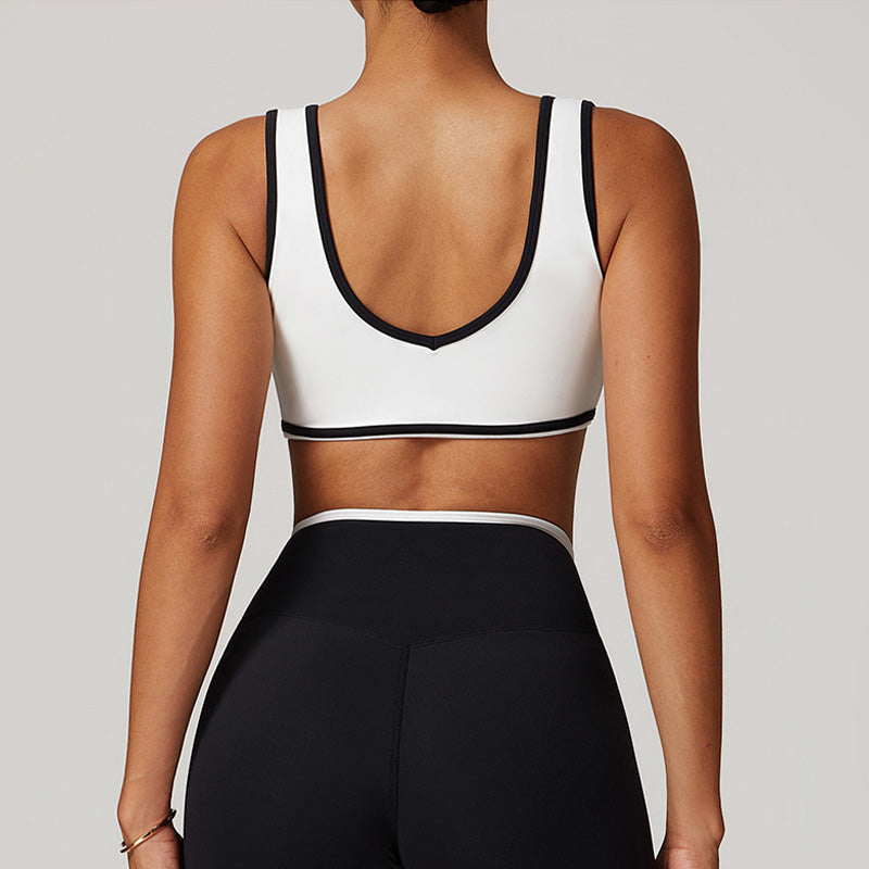 Breathable Nude Contrasting Color Sports Bra