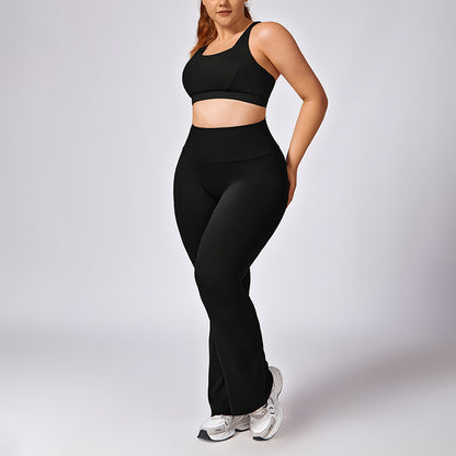 Plus Size Quick Dry Sports Bra + Flared Leg Pant 2-piece set