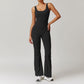 Hollow Back Yoga Jumpsuit with Cargo Pockets