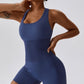 Solid color seamless buttock lift sports jumpsuit