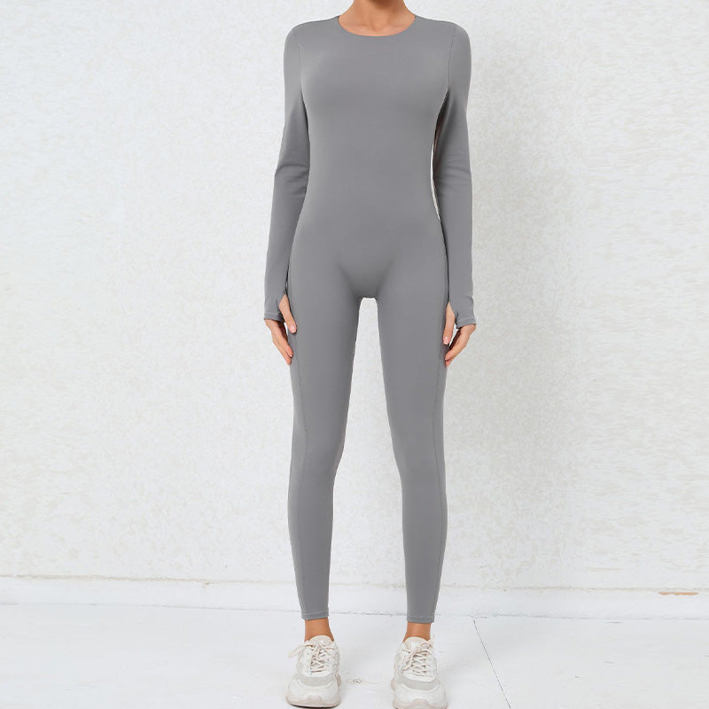 Sexy backless long-sleeved high-intensity fitness jumpsuit