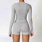 Tight sports long sleeve top & running shorts sets