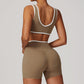 Ultra-Soft Contrasting Color Sports Bra + High Waist Shorts Set