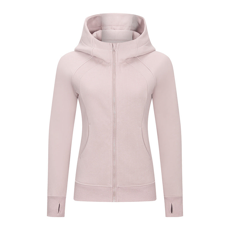 Solid color zipper hoodie