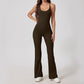 Nude cross back tight fitting sports jumpsuit