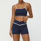 Contrasted Color nude sports and leisure fitness bra + short set