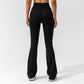 High-waist solid color flared pants