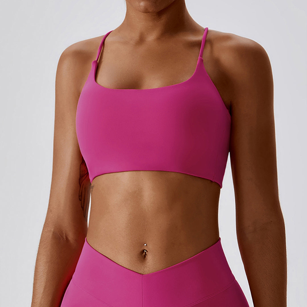 Soutien-gorge de sport croisé dos 3/4 uni