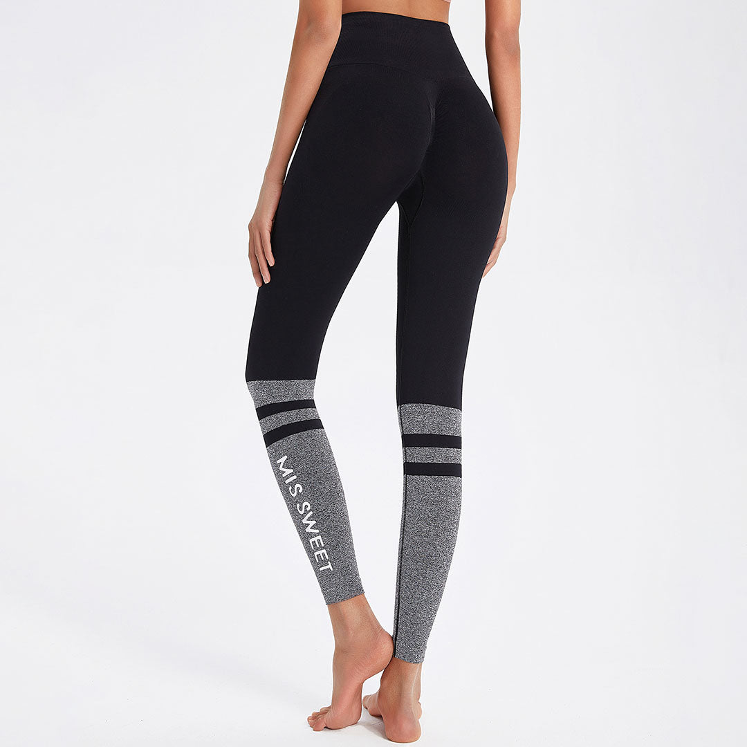 Seamless monogram print stripe sport leggings