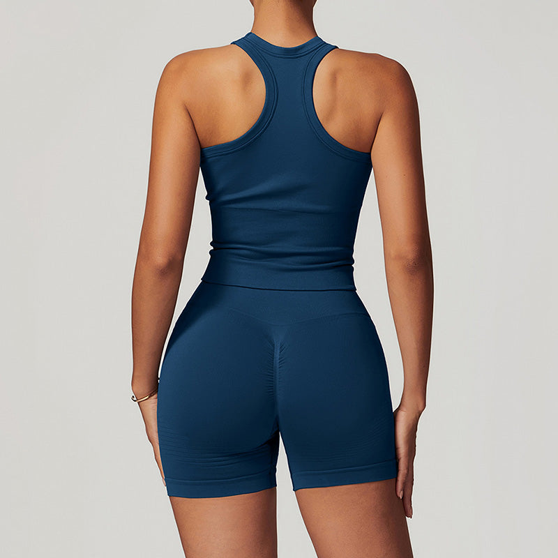 Seamless Racerback Sports Tank Top + Short Set