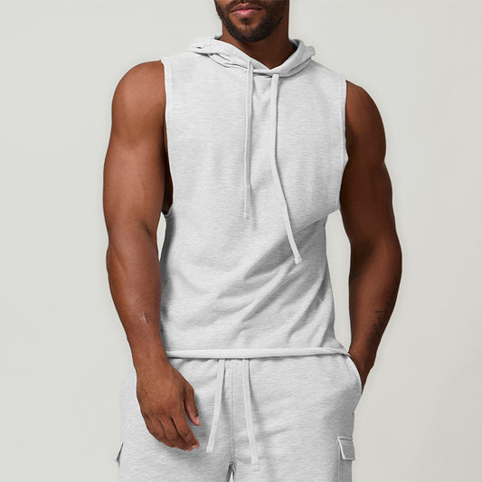 Men's hooded sports casual fitness sleeveless sweatshirt