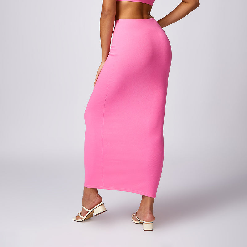 Casual long, high-waisted, hip-hugging maxi skirts