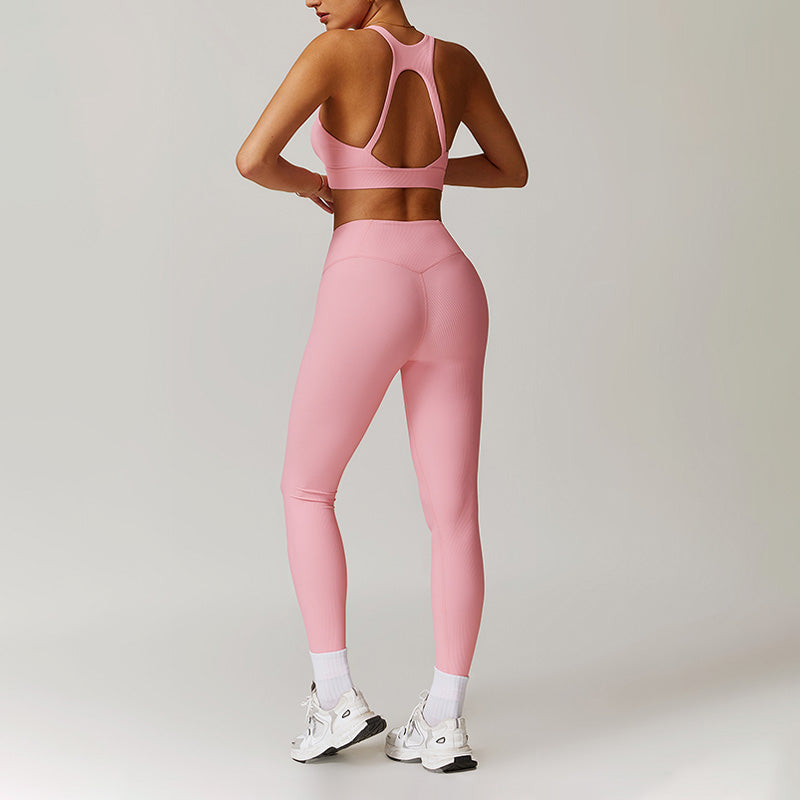 Quick-Dry Racerback Sports Bra + High-Waist Legging 2-Piece Set