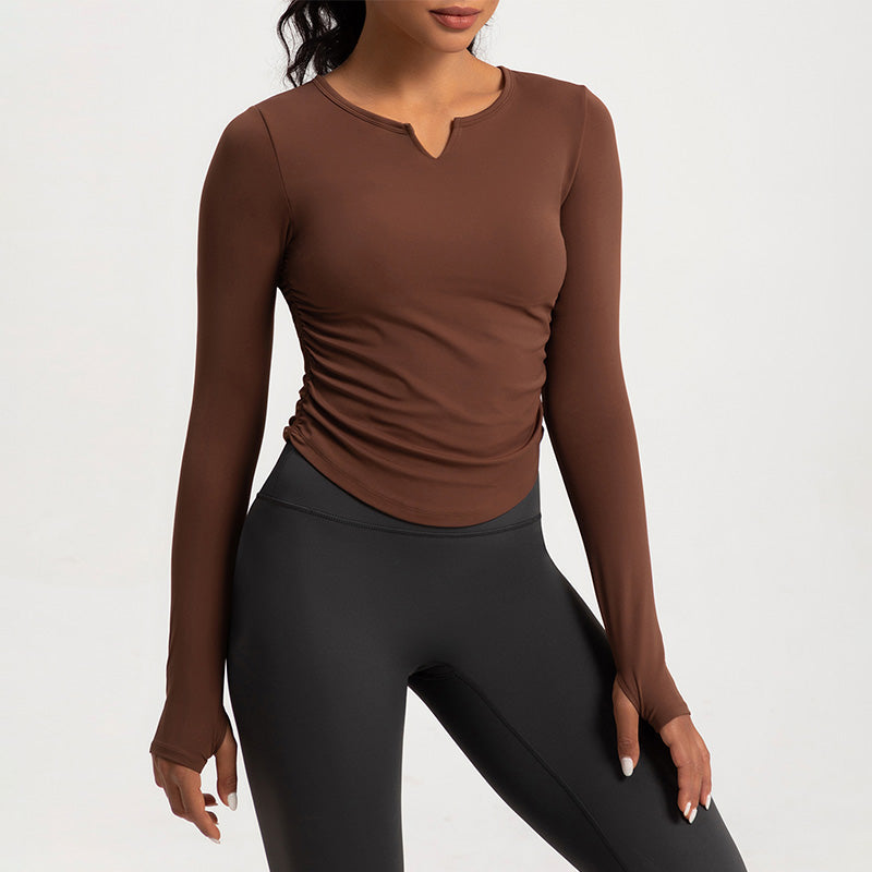 Autumn and winter long sleeved tight fitting fitness top