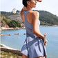 Solid color triangle back one-piece sports dress