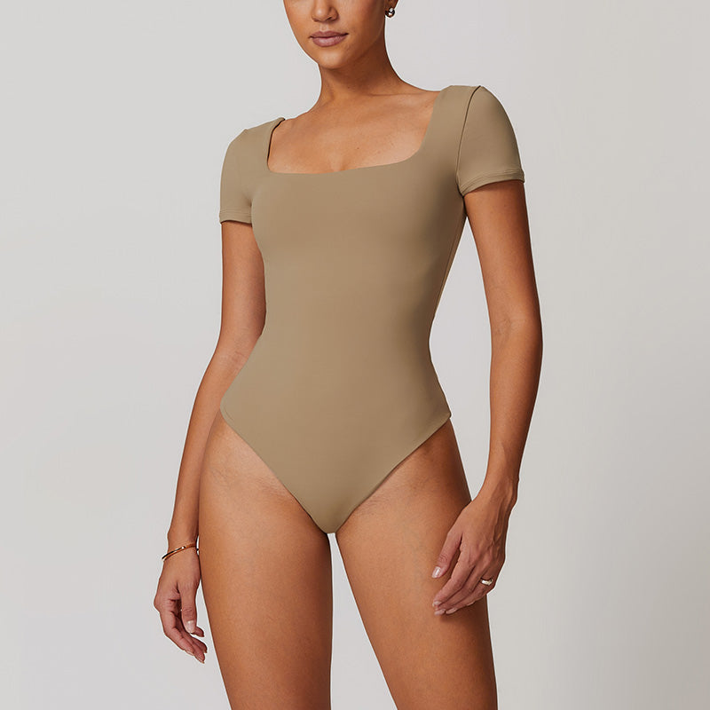 Quick-Dry Short Sleeve Thong Bodysuits