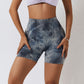 Tie dye seamless hip lift sport shorts