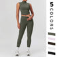 High Collar Sports Tank Top + Skinny Leggings 2 piece Set