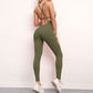 Solid color cross back sports jumpsuit