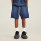 Solid color washed drawstring casual shorts