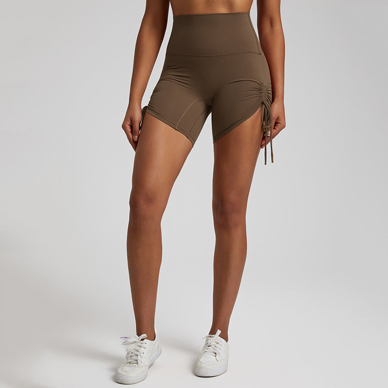 Solid bottom drawstring sports shorts