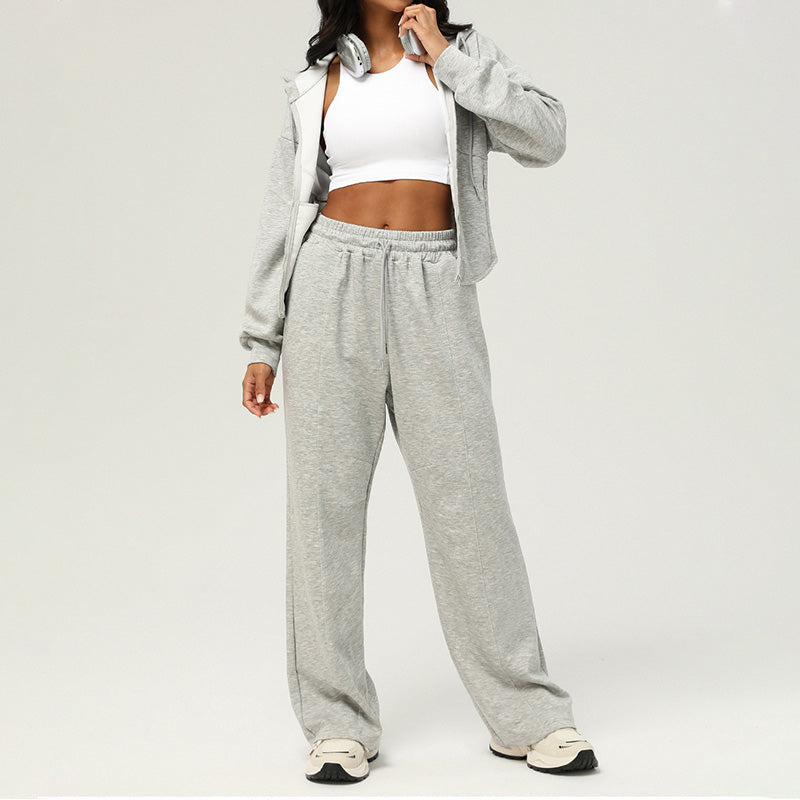 Autumn and winter loose hooded jacket and sweatpants 2 piece set