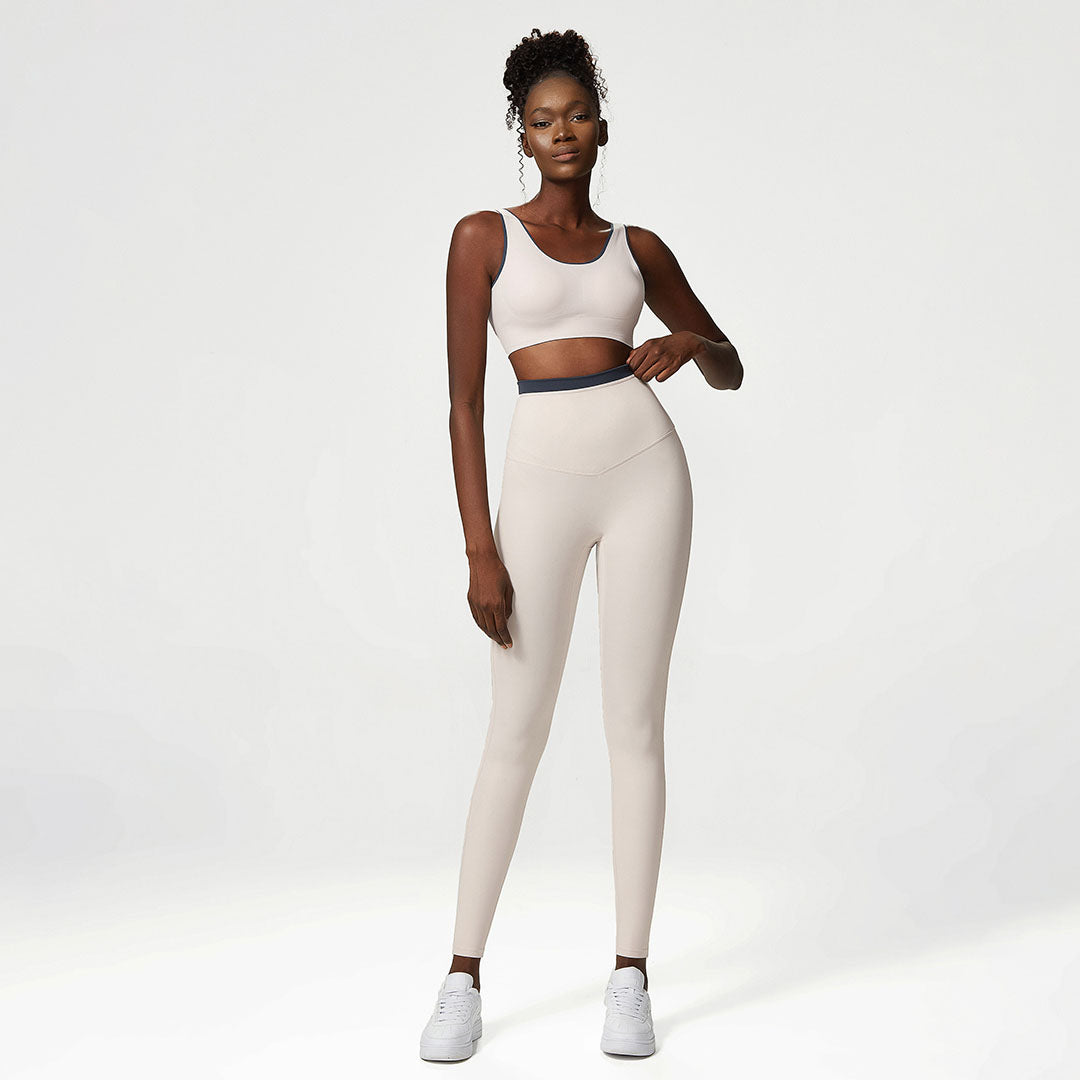 Wide straps sports bra + Leggings two-piece set