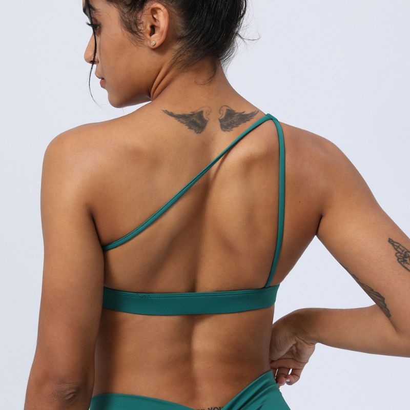 Cross-shoulder sports yoga bra