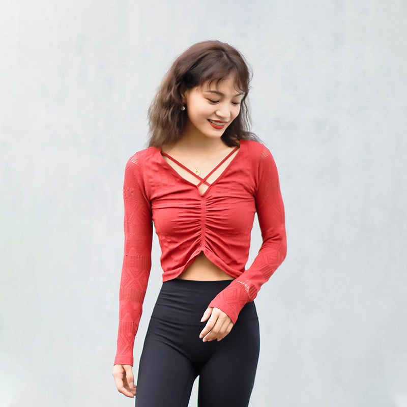 Casual Lace Cropped Yoga Top