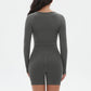 Seamless Sports Long Sleeve Top + High-Waisted Shorts Set