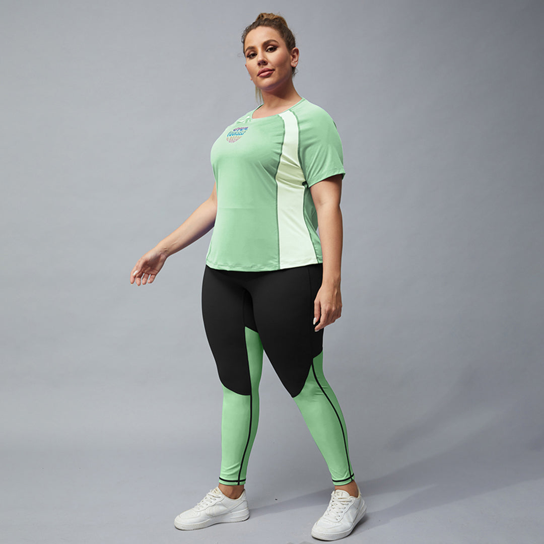 Stitched T-shirt + sports leggings 2-piece set